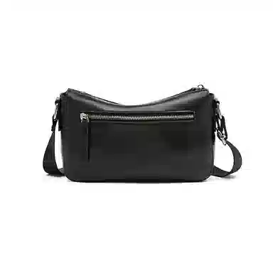 老人头 经典时尚小众设计高颜值简约优雅气质通勤 头层牛皮 单肩斜挎包 女款 黑色