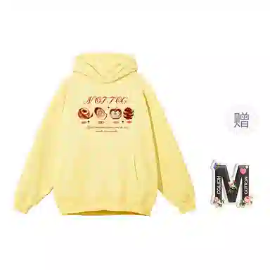 棉购 潮流连帽美式简约卡通设计百搭休闲落肩宽松卫衣 女款