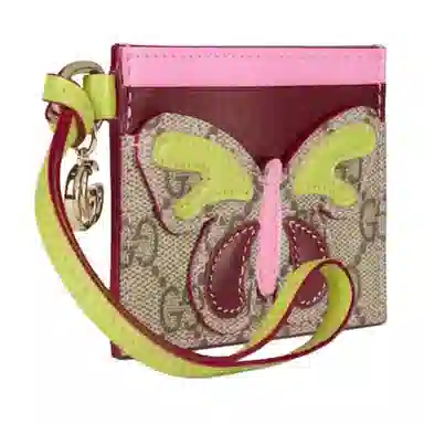 Gucci GG Supreme Butterfly Card Holder Beige Brown