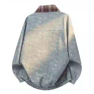 红蜻蜓 美式复古格纹徽章涂鸦数字字母印花宽松百搭舒适防风保暖休闲棒球服翻领外套夹克 男女同款