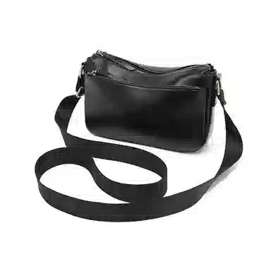 老人头 经典时尚小众设计高颜值简约优雅气质通勤 头层牛皮 单肩斜挎包 女款 黑色