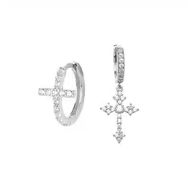 希遇 十字架轻奢高级感耳扣#好运 合金 耳环 男女同款情侣款
