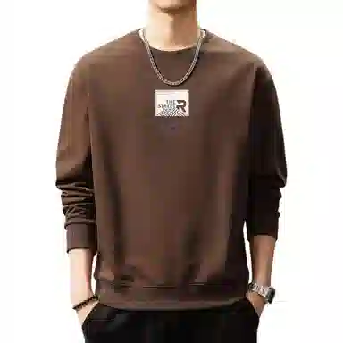 贵色 美式复古青少年学院风简约印花长袖时尚潮流百搭立体裁剪设计圆领休闲打底卫衣 男女同款