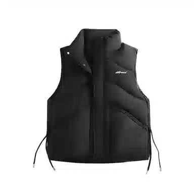 鸭鸭 美式基础款纯色品牌字母慵懒立领拉链防风大口袋厚款户外极寒保暖休闲百搭马甲羽绒服 女款