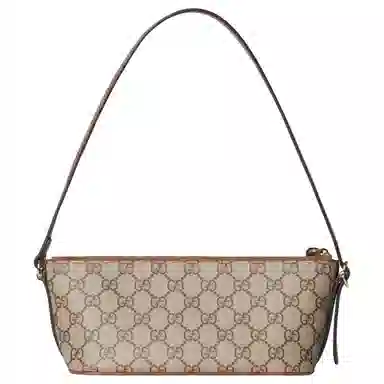 Gucci GG Emblem Small Shoulder Bag Ivory Brown