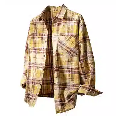 布客行 免搭配一套学院风扎染高街条纹多彩格子单排扣内搭休闲宽松衬衣外套美式复古直筒抽绳松紧腰微喇柔软牛仔裤衬衫套装 男女同款