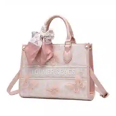 SMILE FOCUS Embroidered PU Tote Bag