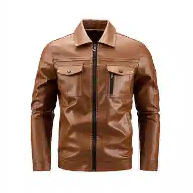 老爷车 男士春秋季翻领轻奢休闲沉稳帅气舒适外套上衣皮衣 男款