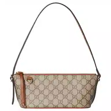 Gucci GG Emblem Small Shoulder Bag Ivory Brown