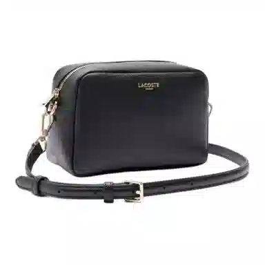 Lacoste Classic Logo Leather Shoulder Bag Black
