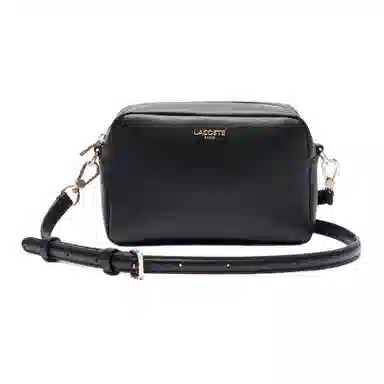 Lacoste Classic Logo Leather Shoulder Bag Black