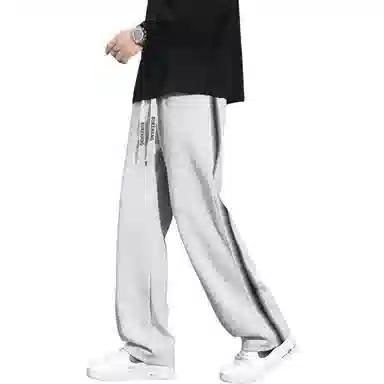 【重磅卫裤百搭款】布客行 侧边撞色条纹拼接设计美式高街亲肤弹力直筒长裤子潮流学院风宽松大码痞帅针织运动裤休闲裤 男女同款