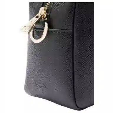 Lacoste Classic Logo Leather Shoulder Bag Black