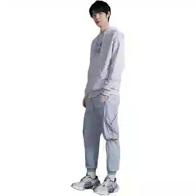 中国李宁 运动篮球系列 印花连帽套头卫衣 男款 灰色