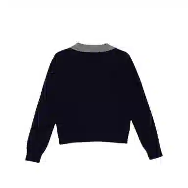 柏黛妃 假两件拼色翻领短款上衣开衫外套针织衫 女款