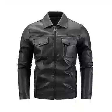 老爷车 男士春秋季翻领轻奢休闲沉稳帅气舒适外套上衣皮衣 男款