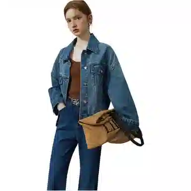 邓大喵 时尚气质春秋季时髦廓形百搭显瘦夹克潮流上衣牛仔外套 女款