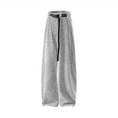 【自动扣重磅卫裤】布客行 雪尼尔面料柔软舒适复古宽松大码美式潮牌松紧腰高街痞帅显瘦显高针织运动长裤学院风小众百搭休闲裤 男女同款