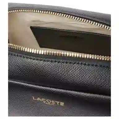 Lacoste Classic Logo Leather Shoulder Bag Black