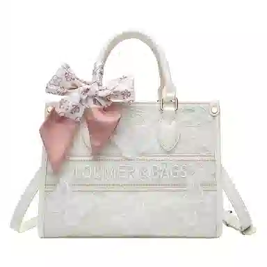 SMILE FOCUS Embroidered PU Tote Bag