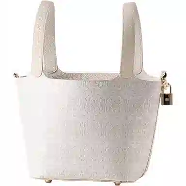 上海故事 菜篮子新中式国风单肩斜挎真皮 牛皮 手提包 大号 女款 日光黄 /白定胜 /高贵紫