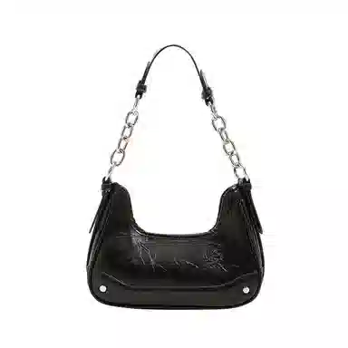 JANE KLAIN Simple Shoulder Bag Dark Night Black Silver