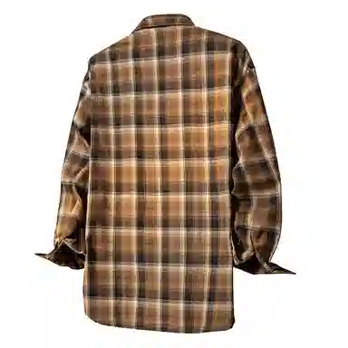 【免搭配一套】布客行 条纹多彩格子学院风扎染高街单排扣内搭休闲宽松衬衣外套美式复古直筒抽绳松紧腰微喇柔软牛仔裤衬衫套装 男女同款