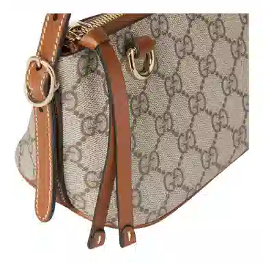 Gucci GG Emblem Small Shoulder Bag Ivory Brown