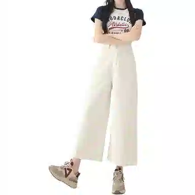 如续 显瘦高腰宽松小个子阔腿裤牛仔裤 女款