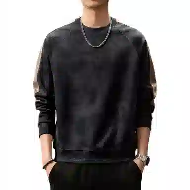贵色 韩系复古潮流涂鸦印花设计重磅长袖撞色拼接阿美咔叽风休闲时尚潮牌百搭上衣卫衣 男女同款