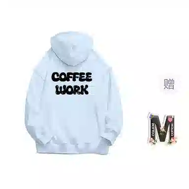 棉购 满印字母印花连帽上衣学生休闲时尚百搭潮流绒衫加绒加厚宽松卫衣 女款