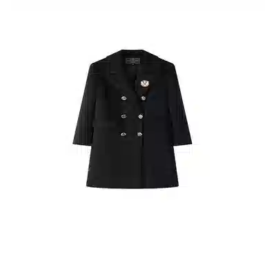 东鲸岁时记 开学季优雅时尚百搭高级感保暖舒适学院风夹棉双排扣毛呢外套中长款毕业季女大衣 女款