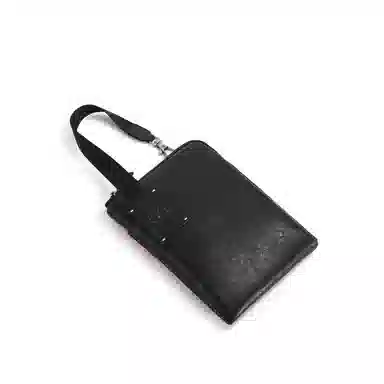 妙迪 轻便百搭旅行证件包收纳袋 牛皮革 钱包 男女同款情侣款 子夜黑