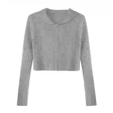 柏黛妃 韩系连帽拉链双头开衫针织衫 女款