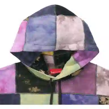 Supreme SS19 Patchwork Tie Dye Hooded Sweatshirt