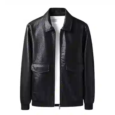 老爷车 秋季男士翻领机车爸爸装春秋成熟稳重休闲外套皮衣 男款