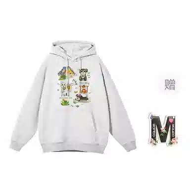 棉购 韩系甜美百搭小狗卡通印花连帽上衣学生休闲时尚宽加绒加厚卫衣 女款