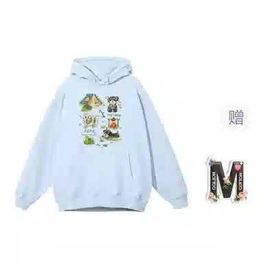 棉购 韩系甜美百搭小狗卡通印花连帽上衣学生休闲时尚宽加绒加厚卫衣 女款