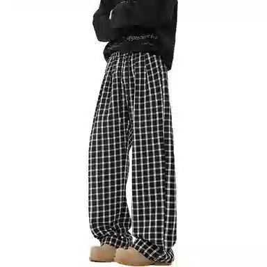 【格子新潮可穿230斤】布客行 美式复古港风回潮嘻哈低腰运动时尚百搭户外日常出街垂感宽松舒适华棉直筒长裤子休闲裤 男女同款