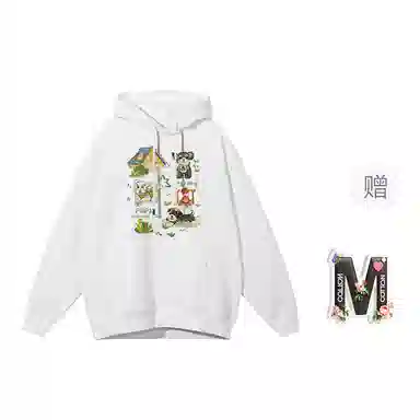 棉购 韩系甜美百搭小狗卡通印花连帽上衣学生休闲时尚宽加绒加厚卫衣 女款