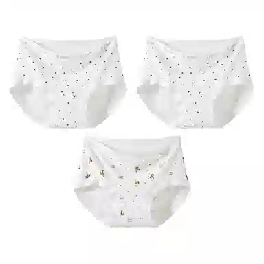 二三二三 甜美可爱萌系少女豹纹波点亲肤柔软舒适透气无痕隐形简约百搭日常短裤 组合装三角内裤 女款