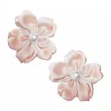 蒙妮 甜美温柔风花朵侧边刘海夹 布艺 发夹 女款