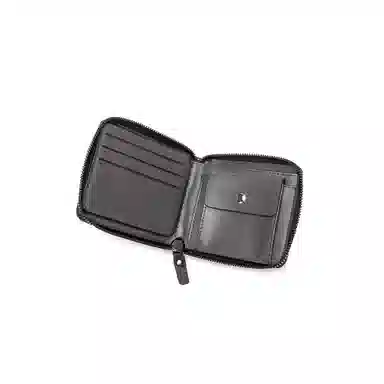 老人头 时尚潮流简约风格商务短款通勤棋盘格设计票夹钱夹 合成革 钱包 男款 黑色