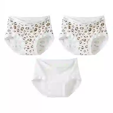 二三二三 甜美可爱萌系少女豹纹波点亲肤柔软舒适透气无痕隐形简约百搭日常短裤 组合装三角内裤 女款