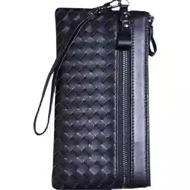 VIHUS Woven Long Leather Wallet Black