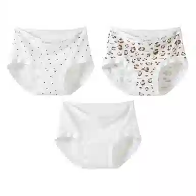 二三二三 甜美可爱萌系少女豹纹波点亲肤柔软舒适透气无痕隐形简约百搭日常短裤 组合装三角内裤 女款