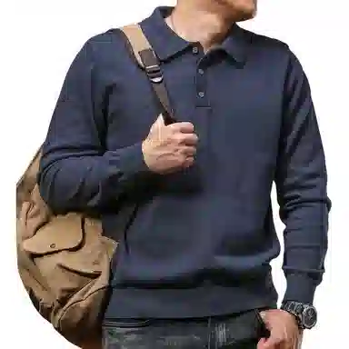 季言 纯色休闲复古简约长袖针织衫 男款