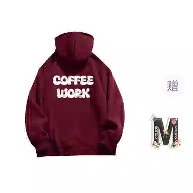 棉购 满印字母印花连帽上衣学生休闲时尚百搭潮流绒衫加绒加厚宽松卫衣 女款