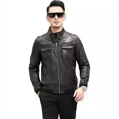 比利斯山羊 潮流商务休闲大气真皮皮衣 男女同款