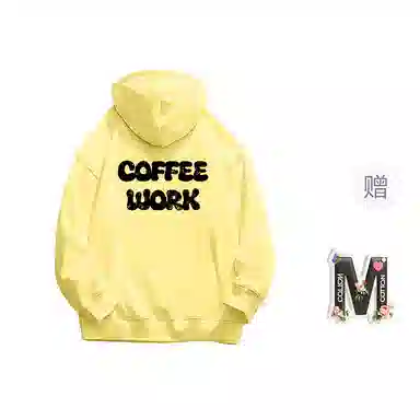 棉购 满印字母印花连帽上衣学生休闲时尚百搭潮流绒衫加绒加厚宽松卫衣 女款